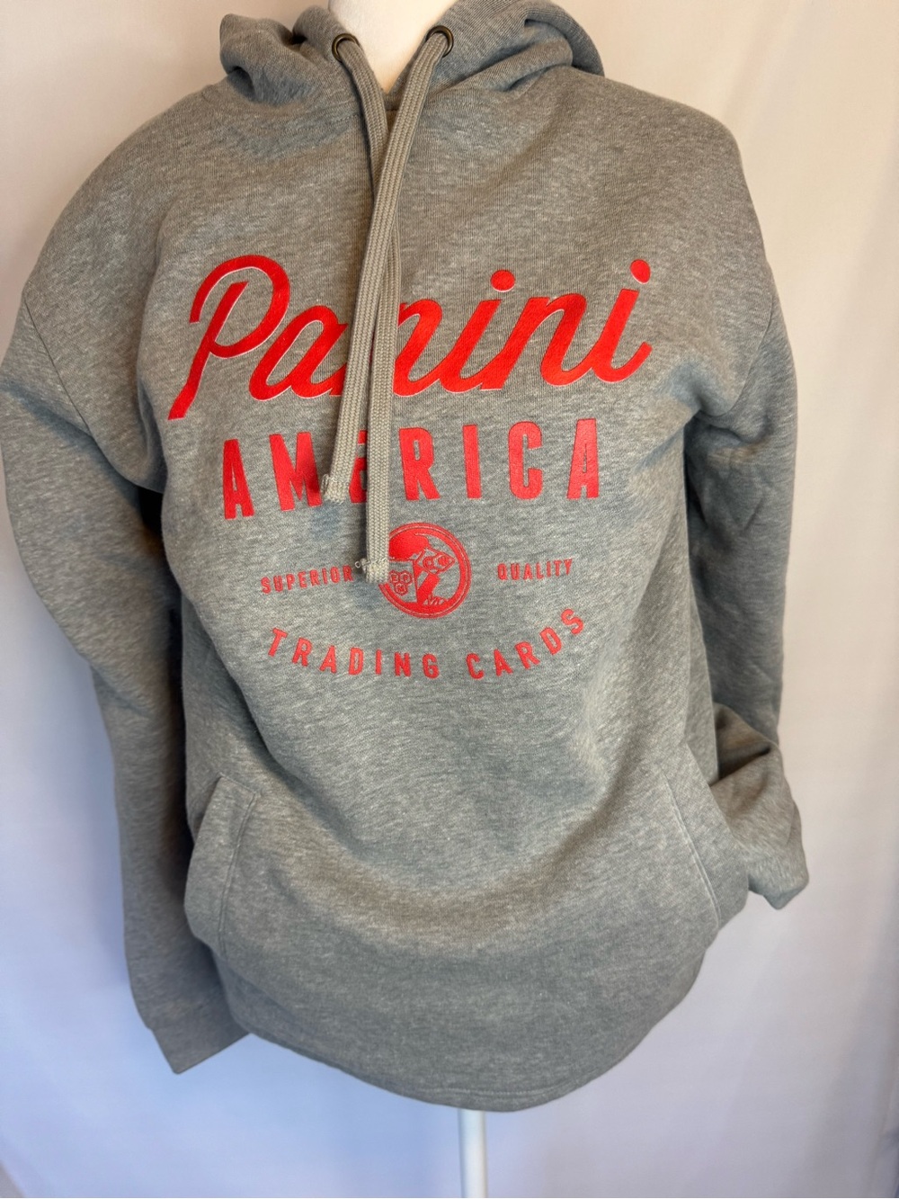 Panini Gray Hoodie with Red Script Logo